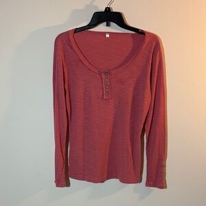 Women's Button-Front Long Sleeve Top - Terracotta